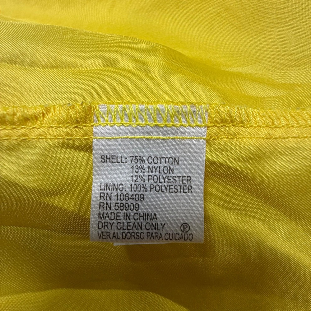 Cremieux A-Line Dress Womens 12 Yellow White Floral Lace Sleeveless Mod Mini - Picture 7 of 11